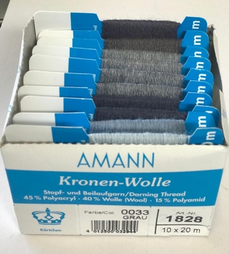 Kronen-Wolle AMANN 20m (10 Stuck), Grau Farben